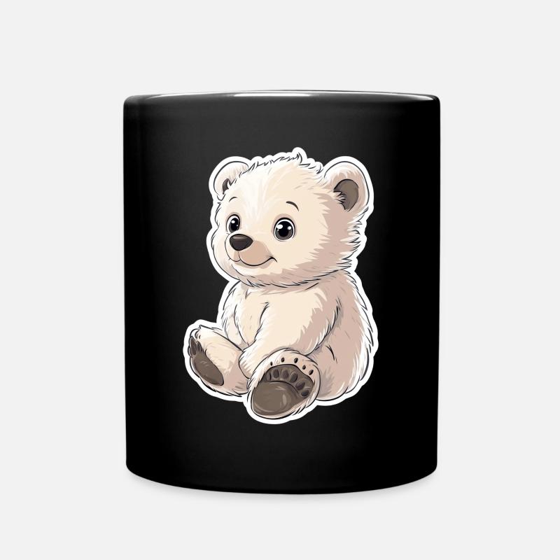Polarbär Illustration – Arktisches Tiermotiv - Tasse einfarbig - Schwarz