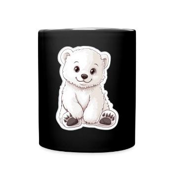 Polar Bear Illustration – Arctic Animal Motif - Full Colour Mug - black - Front