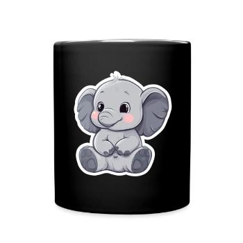 Éléphant mignon – idée cadeau pour les amoureux des animaux - Mug uni - noir - Devant
