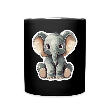 Elefant - Tasse einfarbig - Schwarz - Vorne