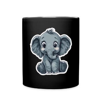 Éléphant mignon – idée cadeau pour les amoureux des animaux - Mug uni - noir - Devant