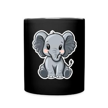 Elefant - Tasse einfarbig - Schwarz - Vorne