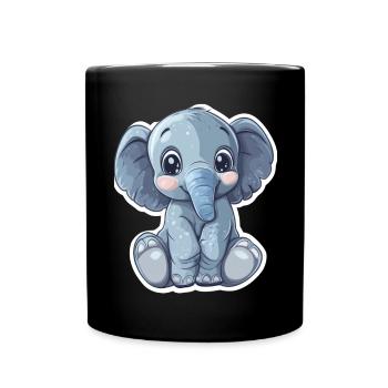 Elefant - Tasse einfarbig - Schwarz - Vorne