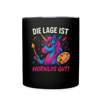L’emplacement est bien sondé. Drôle de fête de licorne - Mug uni - noir - Devant