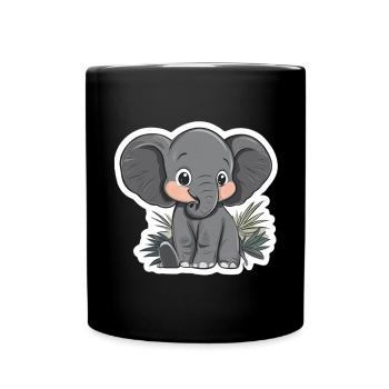 Elefant - Tasse einfarbig - Schwarz - Vorne