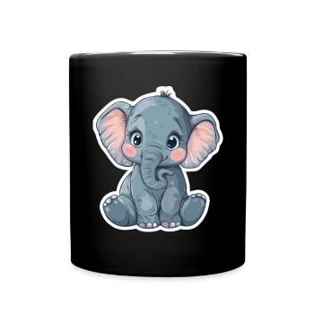 Elefant - Tasse einfarbig - Schwarz - Vorne