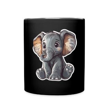 Éléphant mignon – idée cadeau pour les amoureux des animaux - Mug uni - noir - Devant