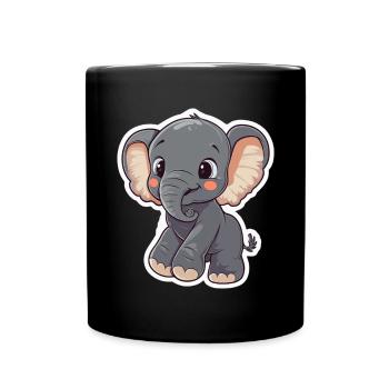 Éléphant mignon – idée cadeau pour les amoureux des animaux - Mug uni - noir - Devant