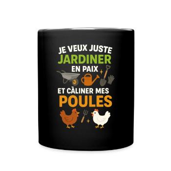 Jardin et Poules Humour Retraite - Mug uni - noir - Devant