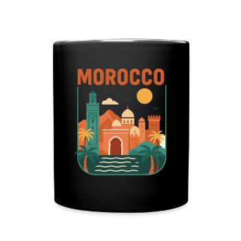 Marokko Retro Marokkanisches Kulturmuster - Tasse einfarbig - Schwarz - Vorne
