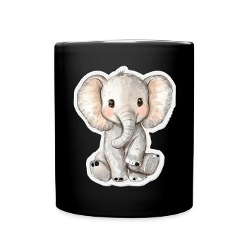 Éléphant mignon – idée cadeau pour les amoureux des animaux - Mug uni - noir - Devant