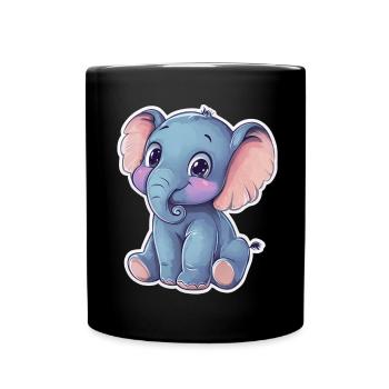 Éléphant mignon – idée cadeau pour les amoureux des animaux - Mug uni - noir - Devant
