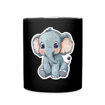 Éléphant mignon – idée cadeau pour les amoureux des animaux - Mug uni - noir - Devant