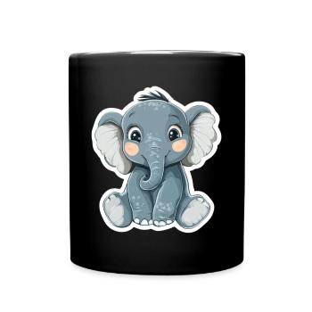 Éléphant mignon – idée cadeau pour les amoureux des animaux - Mug uni - noir - Devant