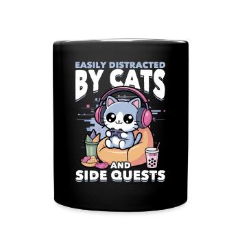 Gamer Gaming Cat Video Game - Full Colour Mug - black - Front