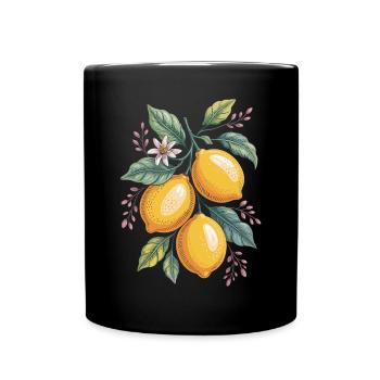 Magie des agrumes bohèmes avec des fleurs et des feuilles - Mug uni - noir - Devant