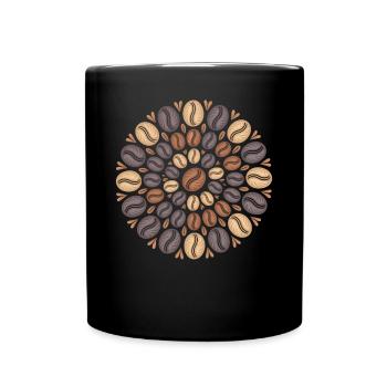 Café Boho Mandala Motif de grain de café - Mug uni - noir - Devant