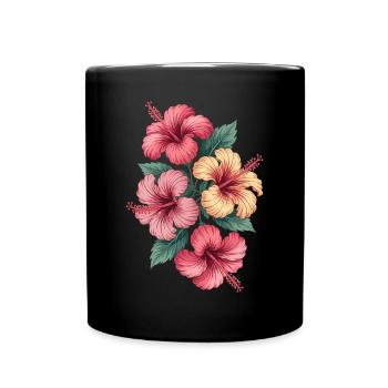 Tropical Hibiscus Flowers Splendor - Full Colour Mug - black - Front