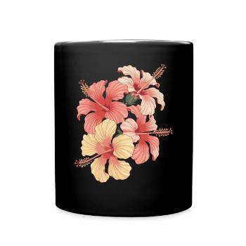 Exotic Hibiscus Flowers Inspiration - Full Colour Mug - black - Front