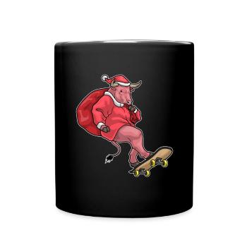 Taurus Christmas Skateboard - Full Colour Mug - black - Front