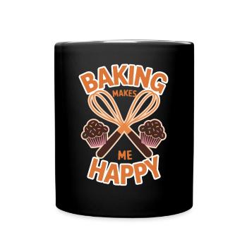 Baking makes me happy cake - Full Colour Mug - black - Front