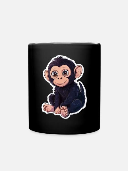 Monkey Cute Monkey Gift for Monkey Fans - Full Colour Mug - black