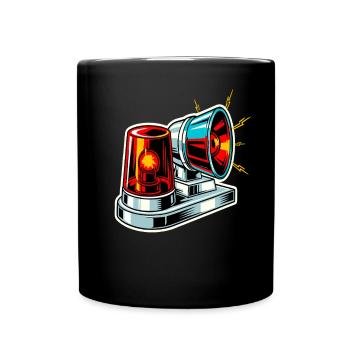 Feuerwehrsirene Warnlicht - Tasse einfarbig - Schwarz - Vorne