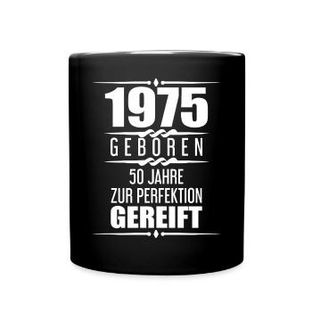 1975 Mann 50 Jahre Geschenk zum 50. Geburtstag - Tasse einfarbig - Schwarz - Vorne