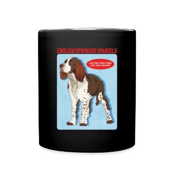 English Springer Spaniel Hunde Geschenk - Tasse einfarbig - Schwarz - Vorne