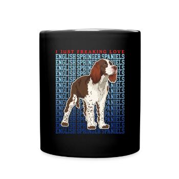 English Springer Spaniel Dog Lover Gifts - Full Colour Mug - black - Front