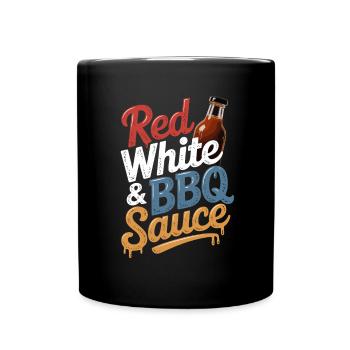 Red White and BBQ Sauce Enjoyment at the Grill - Full Colour Mug - black - Front