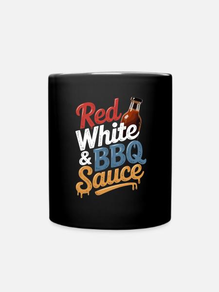 Rot Weiß Und BBQ Sauce Genuss Beim Grillen - Tasse einfarbig - Schwarz
