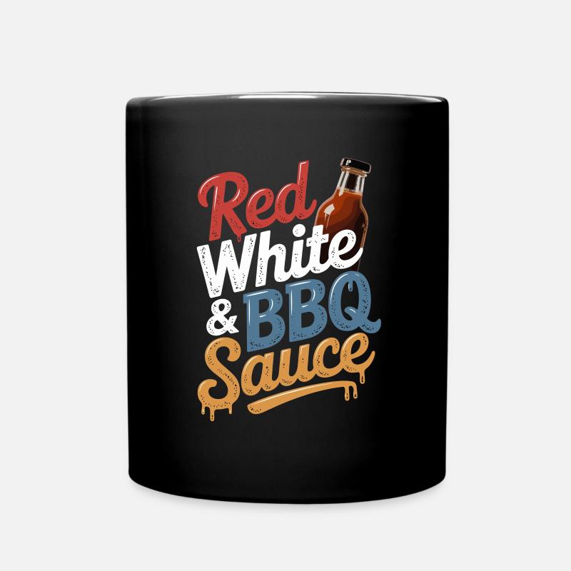 Rot Weiß Und BBQ Sauce Genuss Beim Grillen - Tasse einfarbig - Schwarz
