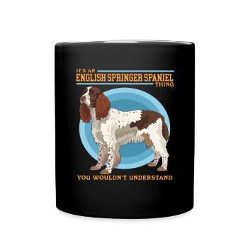 English Springer Spaniel Dog Gift - Full Colour Mug - black - Front