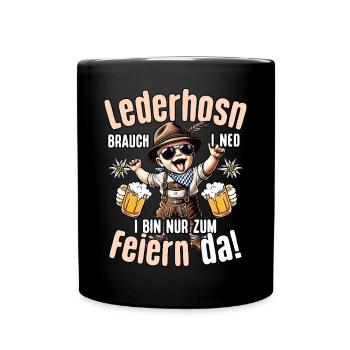 Trachtenshirt Herren Tracht Mei Lederhose T-Shirt - Tasse einfarbig - Schwarz - Vorne
