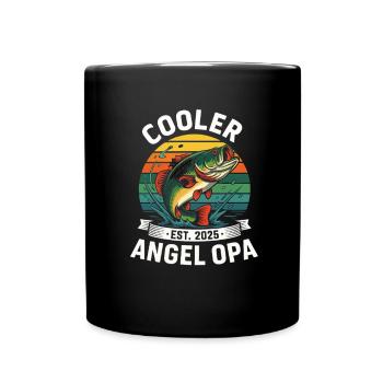 Cooler Angel Opa Fischen Fischerei - Tasse einfarbig - Schwarz - Vorne
