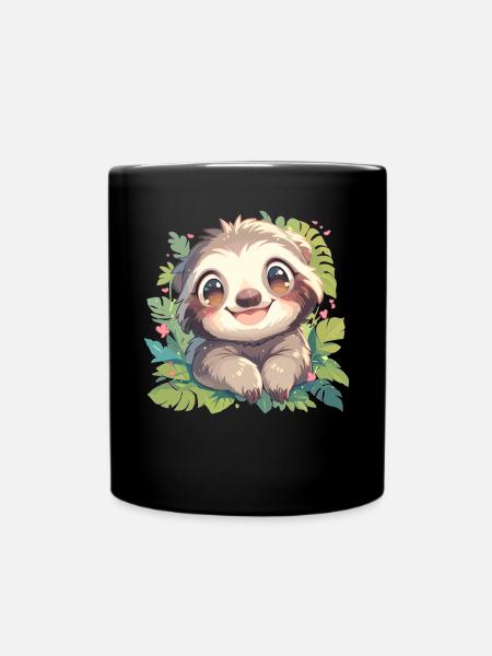 Faultiere Faultier - Tasse einfarbig - Schwarz