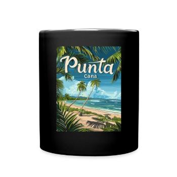 Tropical Punta Cana Beach Paradise Palm Trees - Full Colour Mug - black - Front