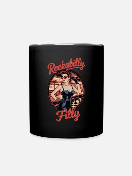 Rockabilly Filly Retro Vibes im Diner - Tasse einfarbig - Schwarz
