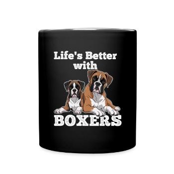 Das Leben ist besser mit Boxershorts - Tasse einfarbig - Schwarz - Vorne