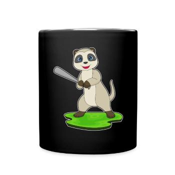 Erdmännchen Baseball Baseballschläger - Tasse einfarbig - Schwarz - Vorne