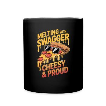 Fromage et fierté fondant avec l’humour de la pizza fanfaronne - Mug uni - noir - Devant