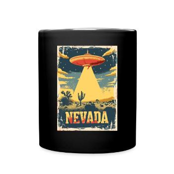 UFO Over Nevada Desert Landscape Retro Art - Full Colour Mug - black - Front