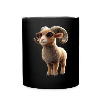Bélier mouflon Bélier Mouton sauvage Mouton mâle - Mug uni - noir - Devant