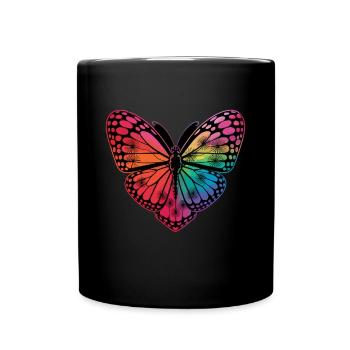 Colorful Butterfly Rainbow Fantasy Nature - Full Colour Mug - black - Front