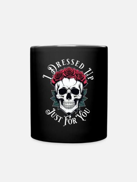 romantisch düster Totenkopf - Tasse einfarbig - Schwarz