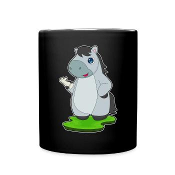 Pferd Schachfigur Springer Schach - Tasse einfarbig - Schwarz - Vorne
