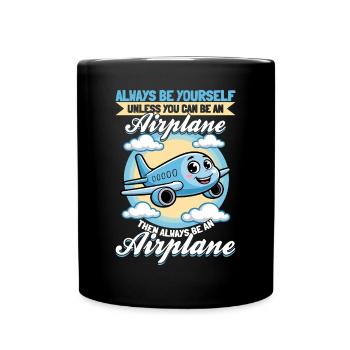 Airplane Kids Travel Pilot Toddler - Full Colour Mug - black - Front