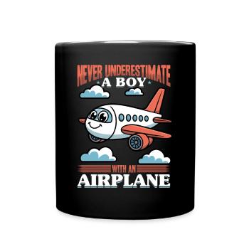 Airplane Kids Travel Pilot Toddler - Full Colour Mug - black - Front