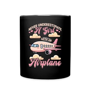 Airplane Kids Travel Pilot Toddler - Full Colour Mug - black - Front